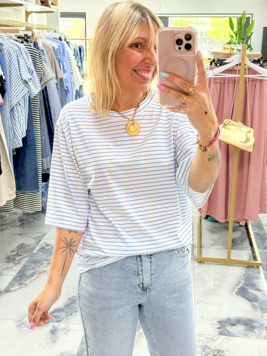 T-shirt ELISE rayé bleu