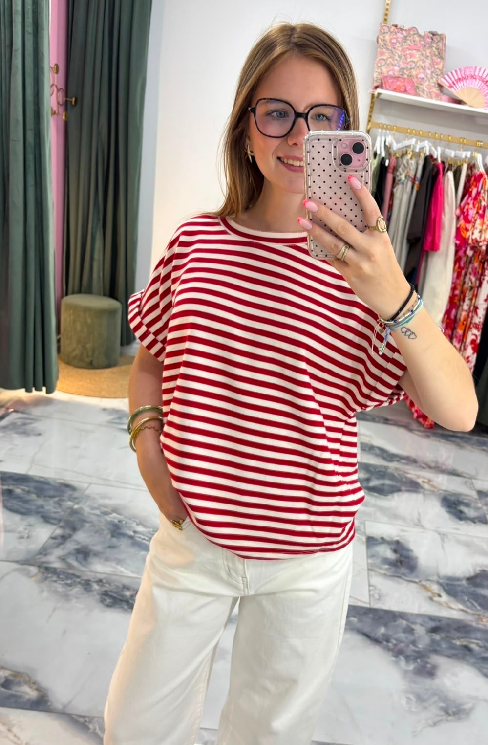 T-Shirt MARINETTE rouge/blanc