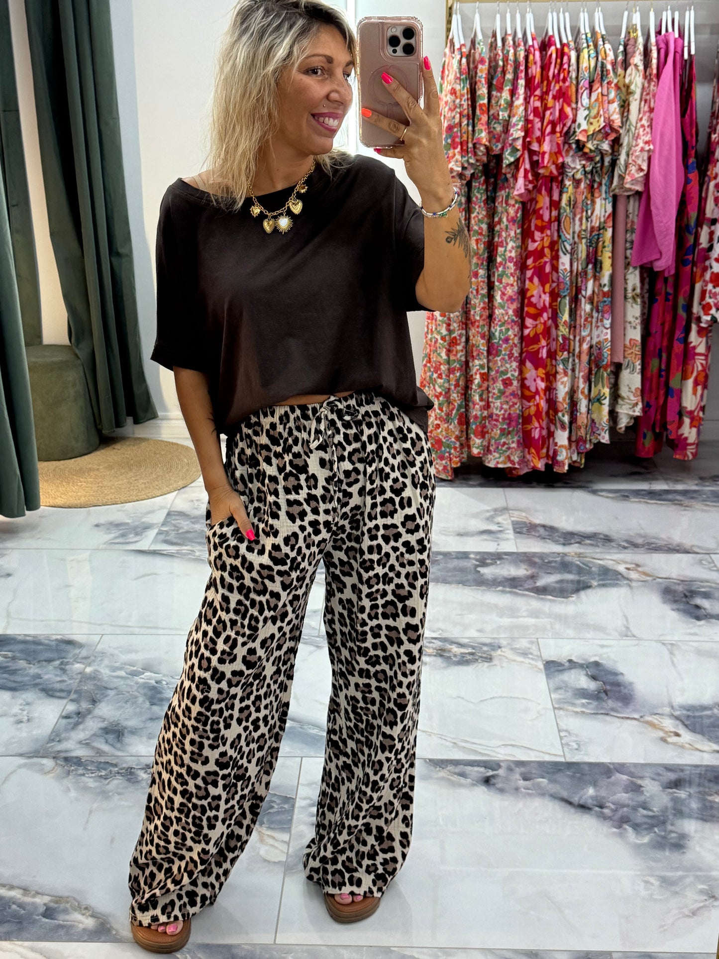Pantalon gaze de coton LÉOPARD