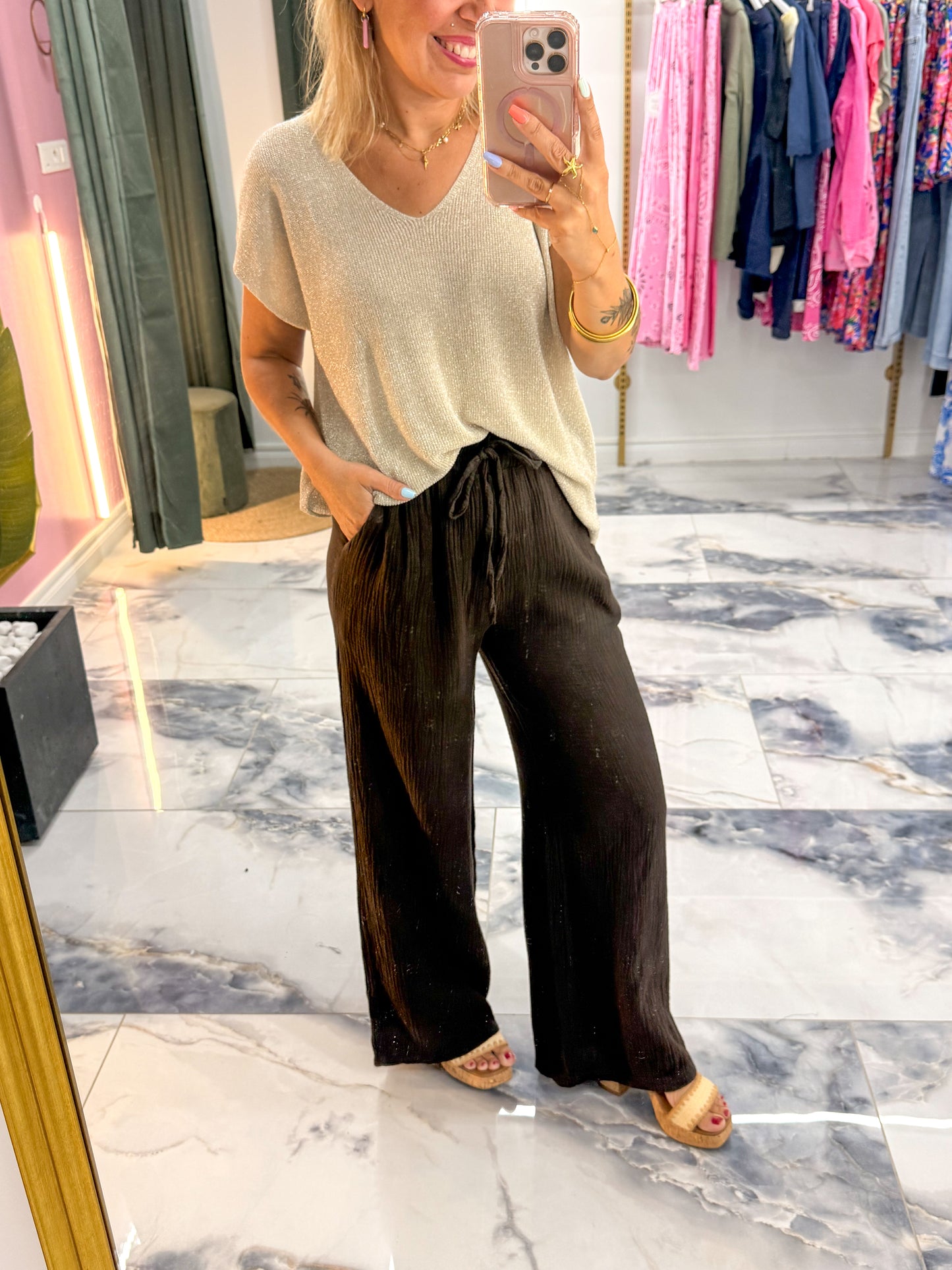 Pantalon JEANNE gaze de coton choco