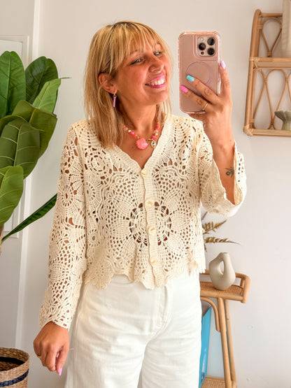 Gilet Bohême JULIE écru