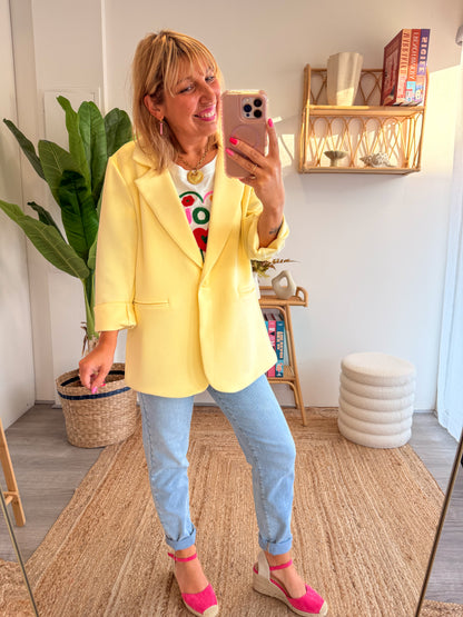 Blazer LILOU jaune clair ( matière Jogg)