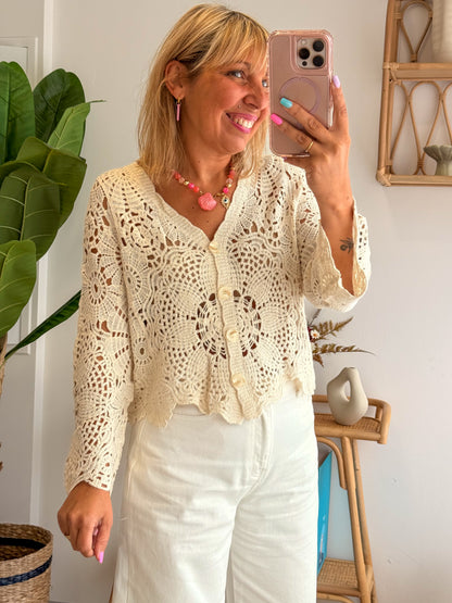 Gilet Bohême JULIE écru