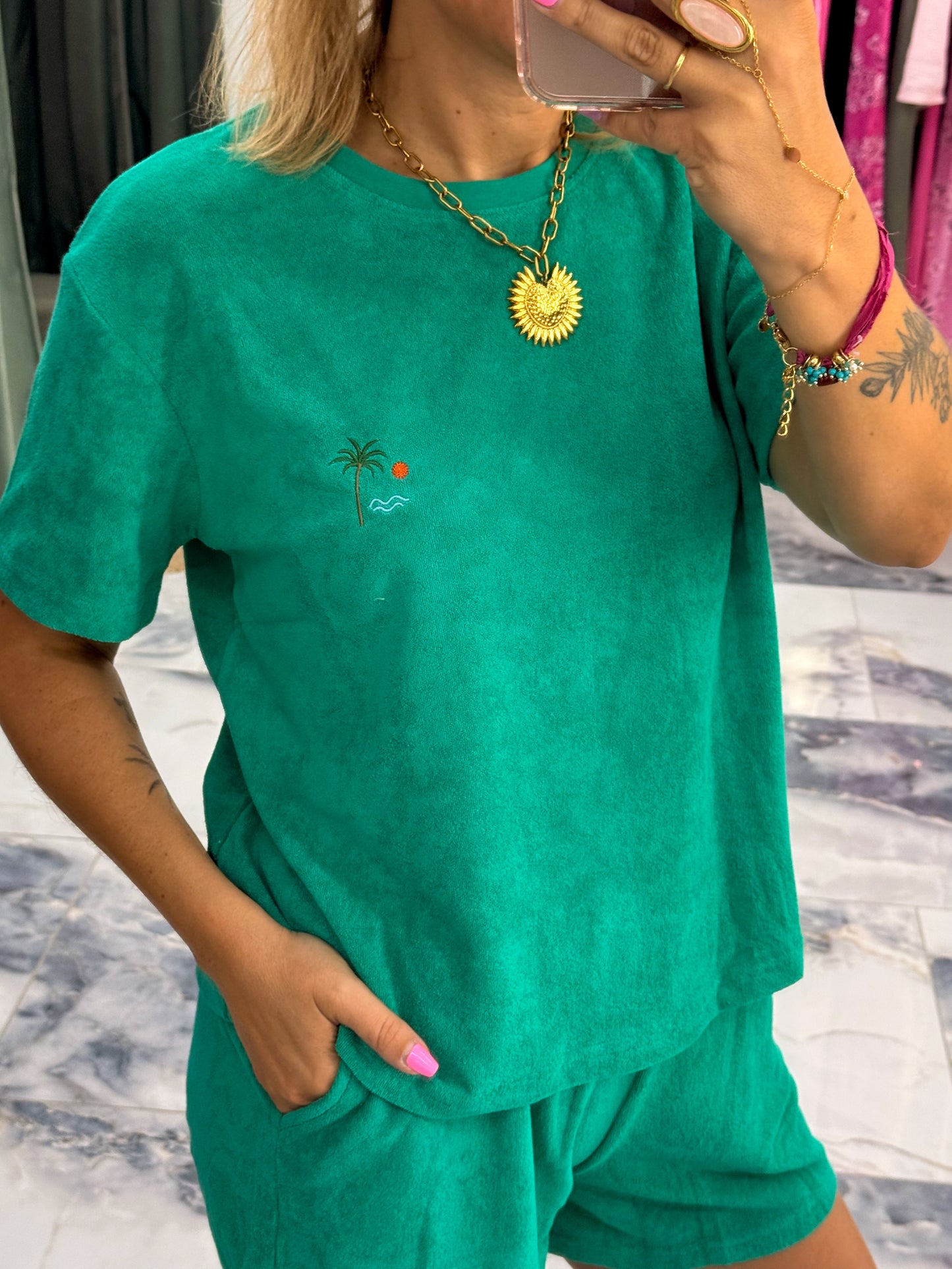 T-shirt éponge PALMIER vert