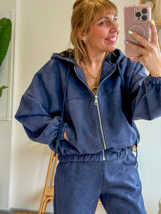 Veste SUEDINE bleu marine