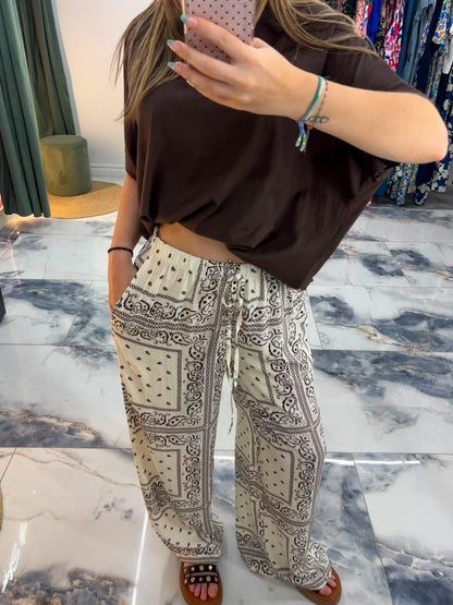 Pantalon FLUIDE Bandana Blanc