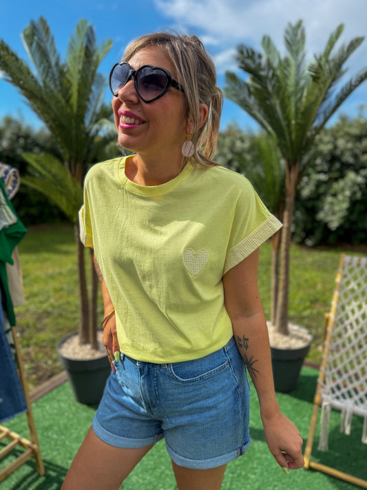 T-shirt Sweet Heart jaune