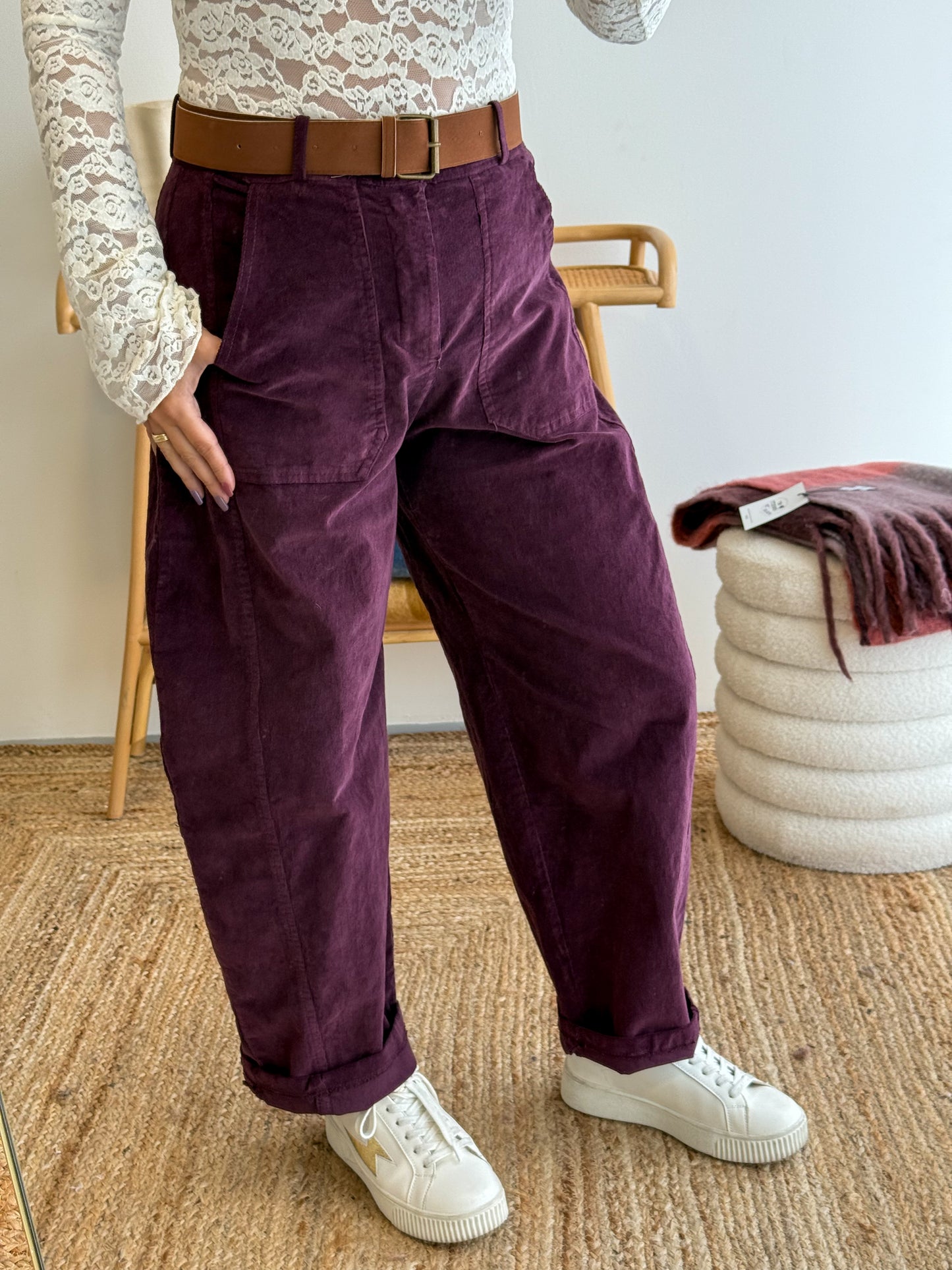Pantalon ROMA VELOURS aubergine