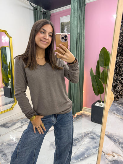 Top AMALIA taupe foncé