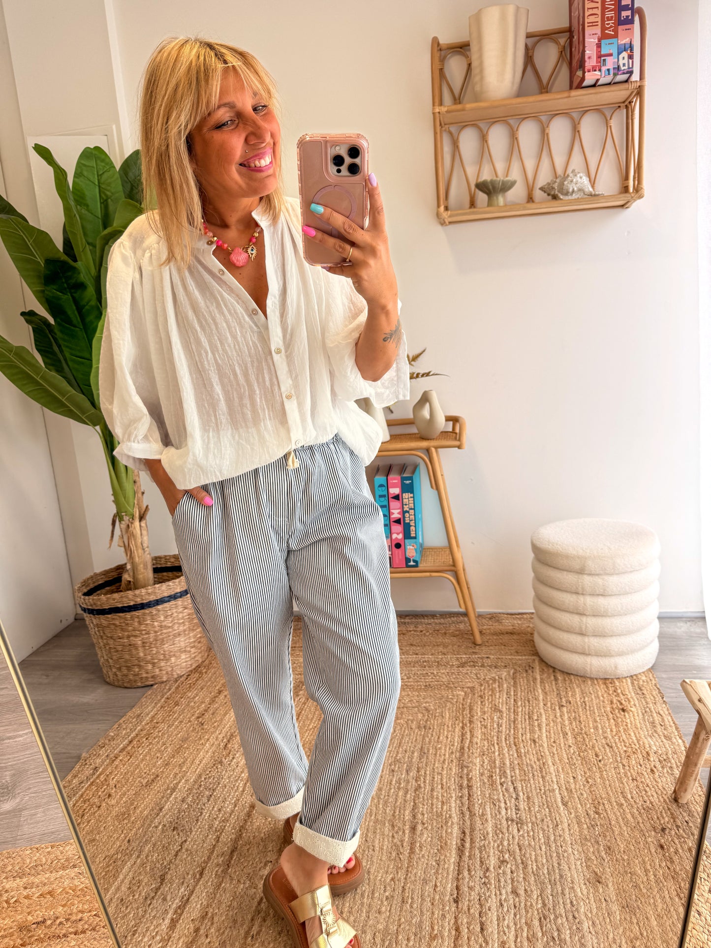 Pantalon ANAÏS rayures marine