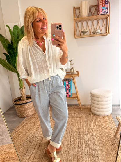 Pantalon ANAÏS rayures marine
