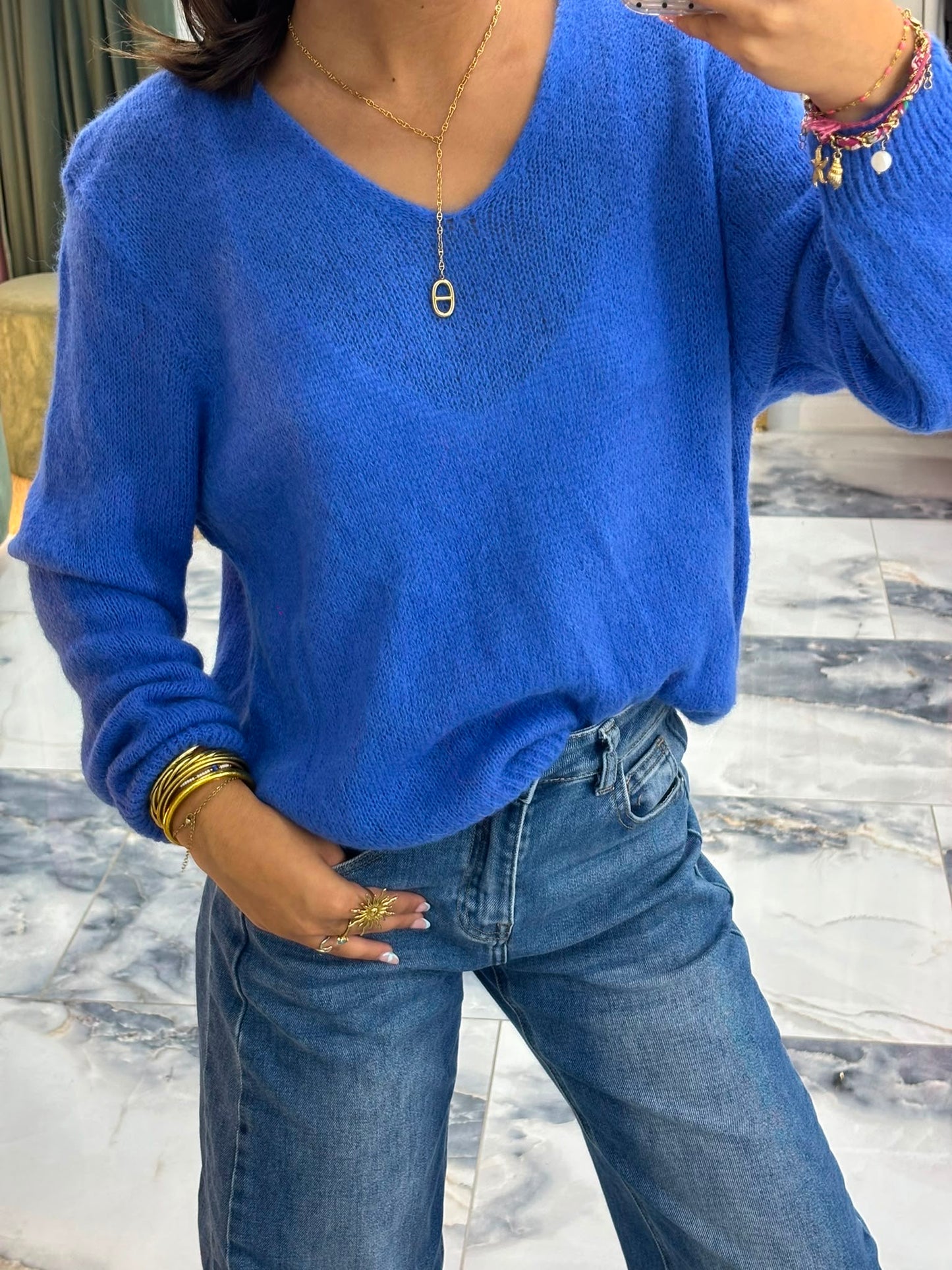 Pull Coco alpaga bleu