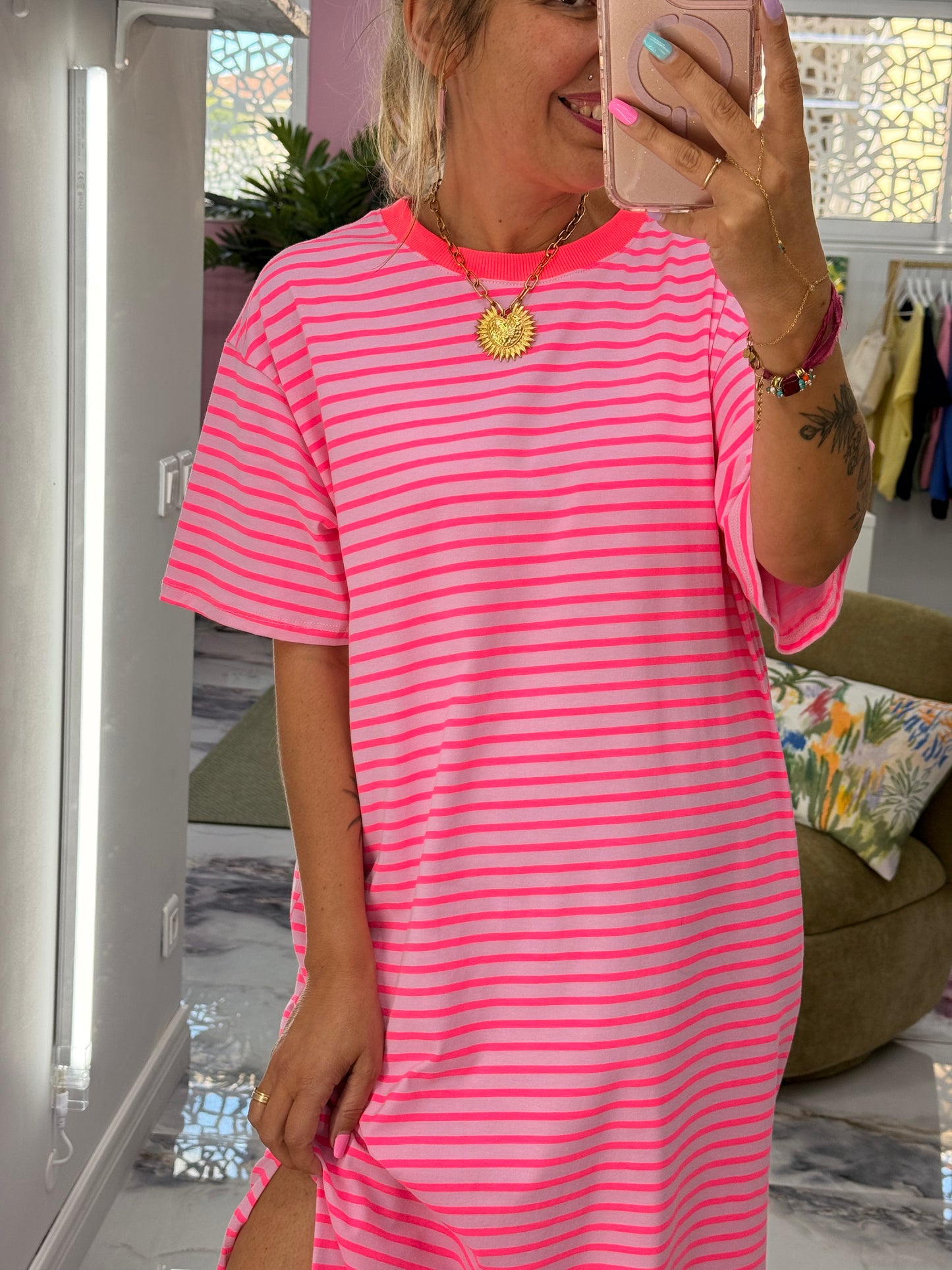 Robe STRIPES Fushia
