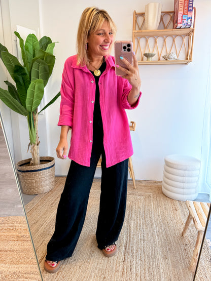 Chemise JEANNE gaze de coton fushia