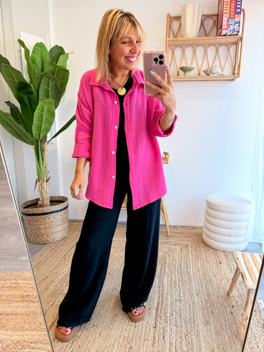 Chemise JEANNE gaze de coton fushia