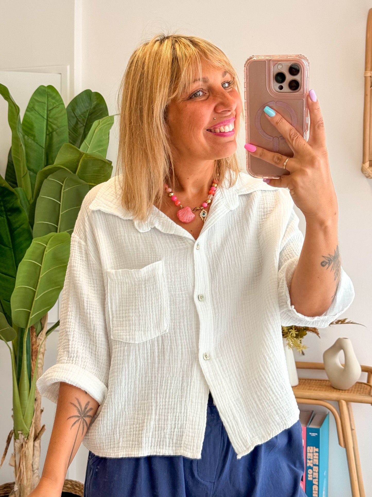 Chemise SWEET gaze de coton blanc