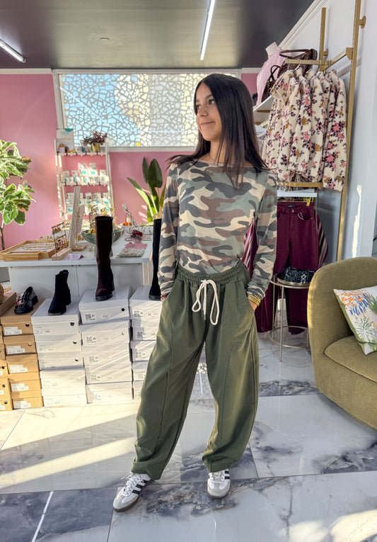 Top CACHEMIRE camouflage kaki