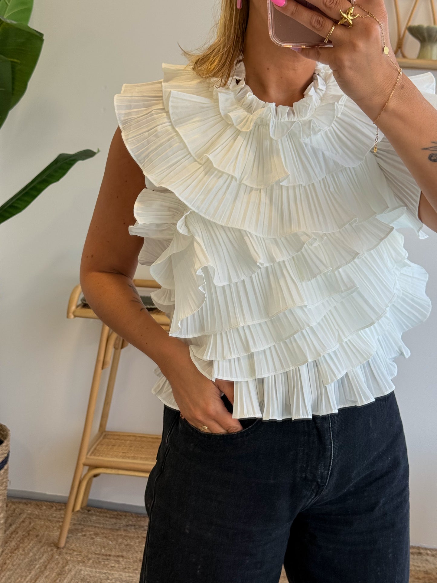 Top ILDA froufrou blanc
