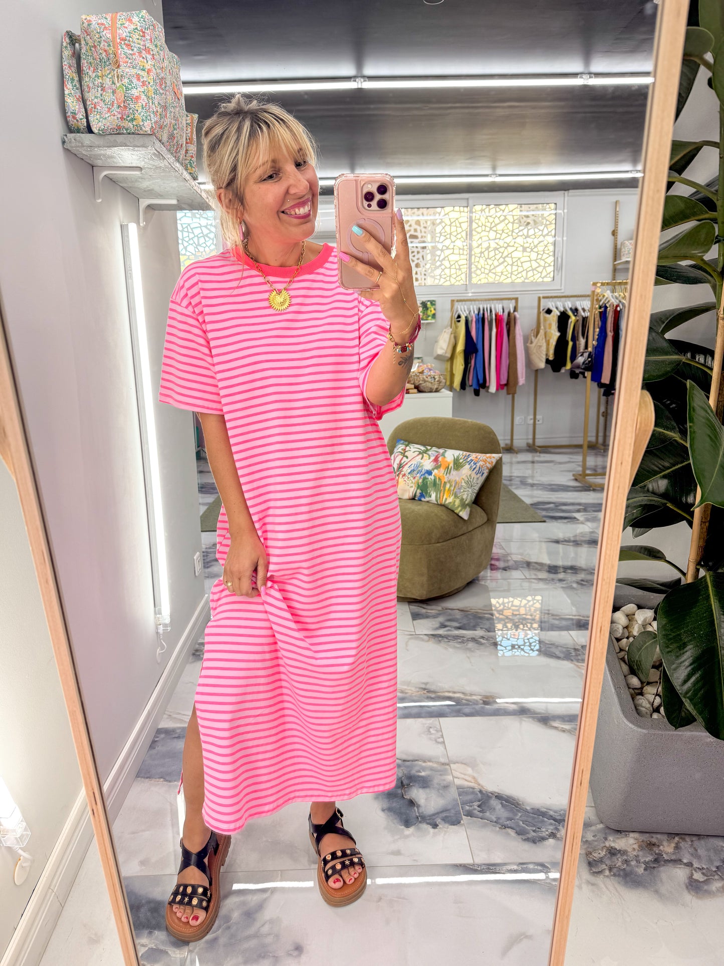 Robe STRIPES Fushia