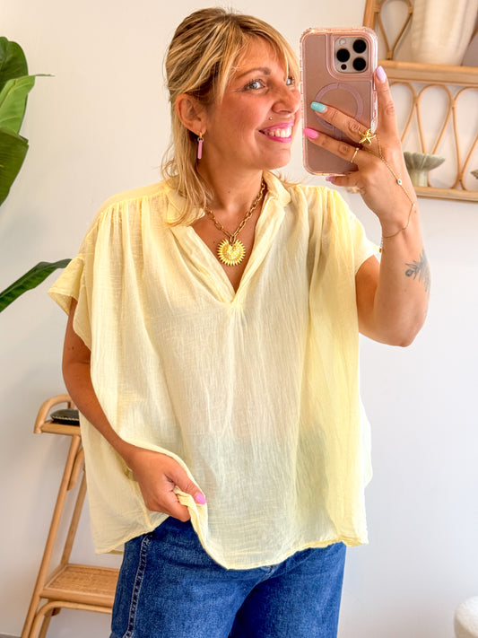 Blouse CAPRI voile de coton jaune
