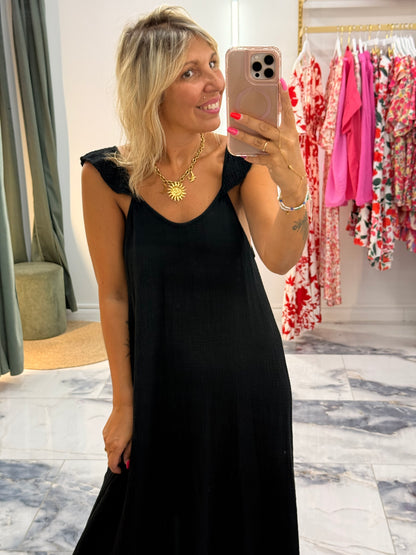 Robe SELENE gaze de coton noir