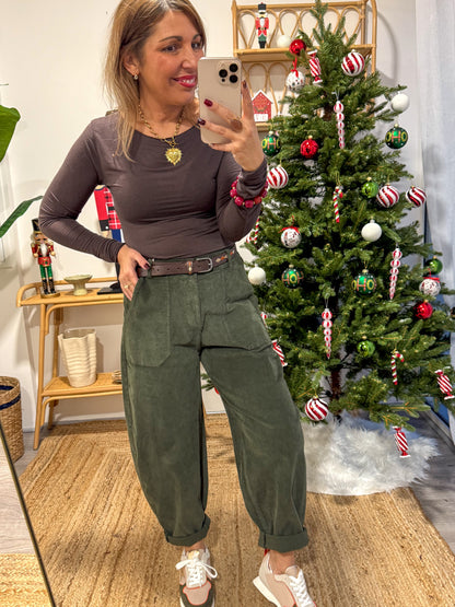 Pantalon ROMY VELOURS Kaki