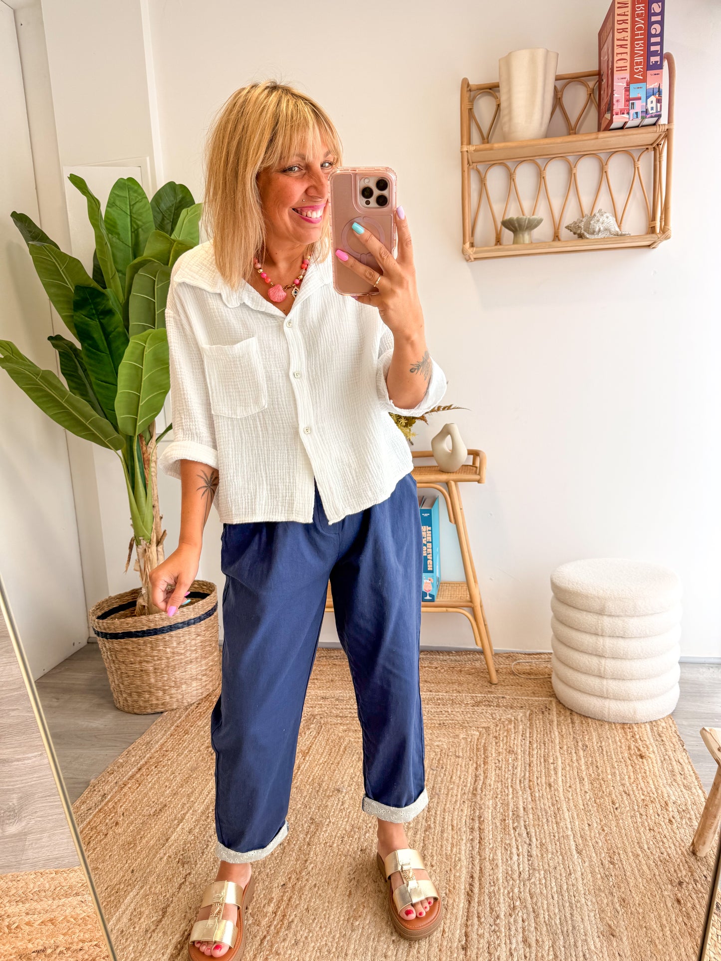 Chemise SWEET gaze de coton blanc