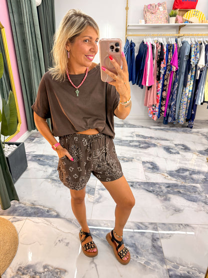 Short BANDANA gaze de coton choco