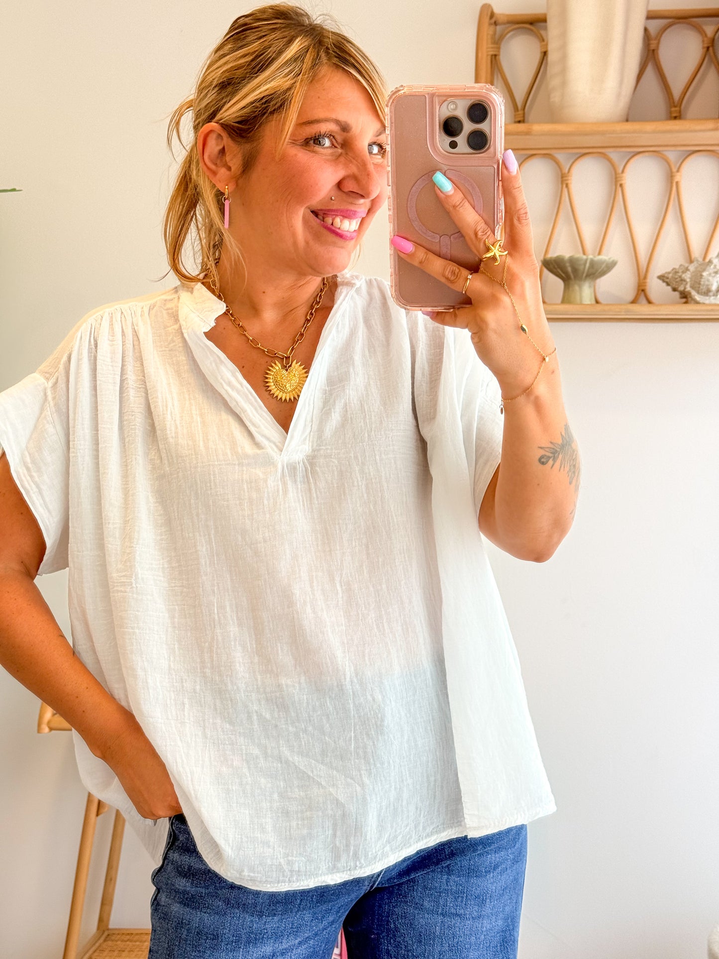 Blouse CAPRI voile de coton blanc