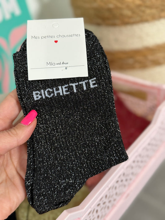 Chaussettes BICHETTE pailletées noire