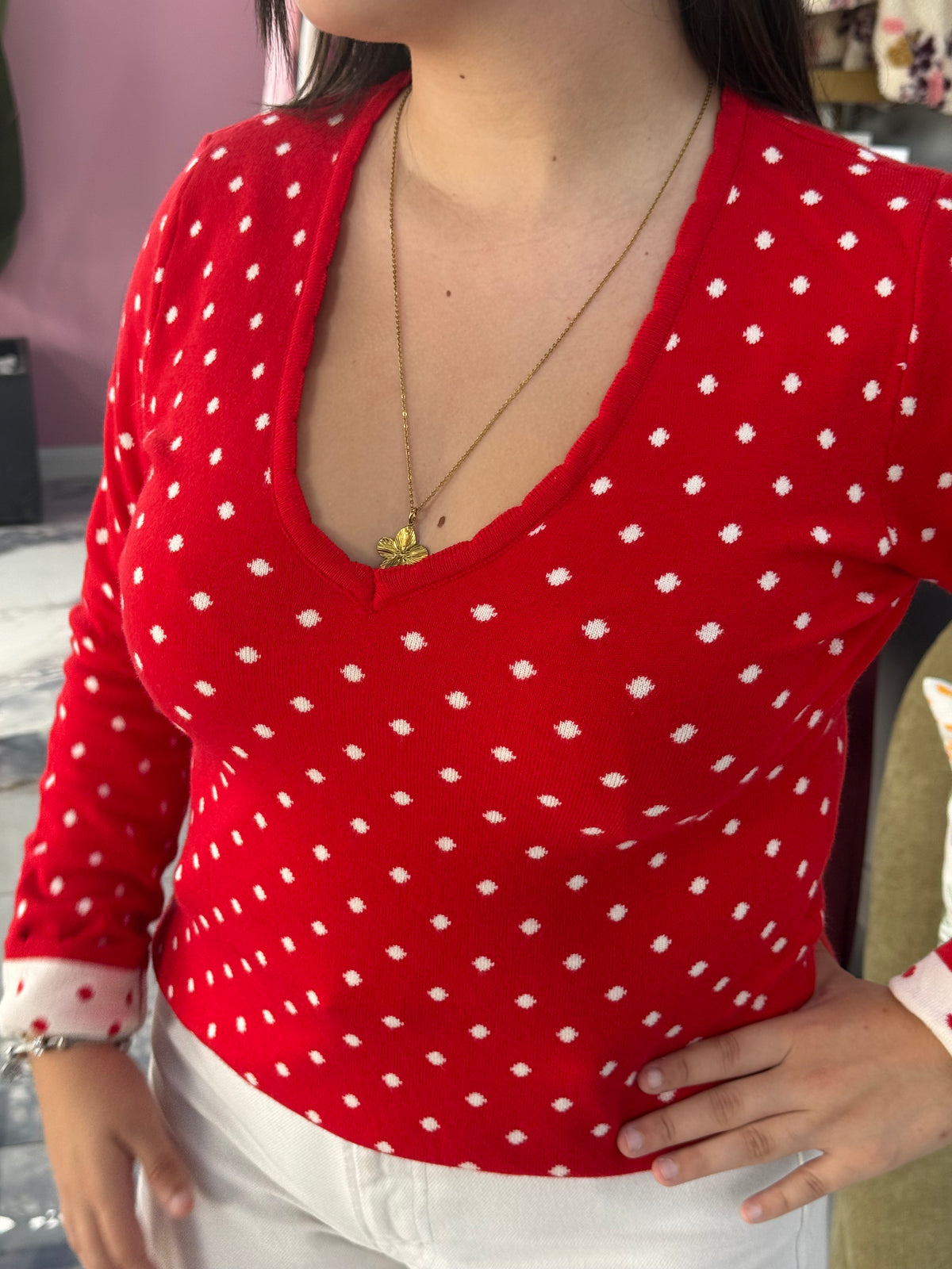 Pull POLKA rouge