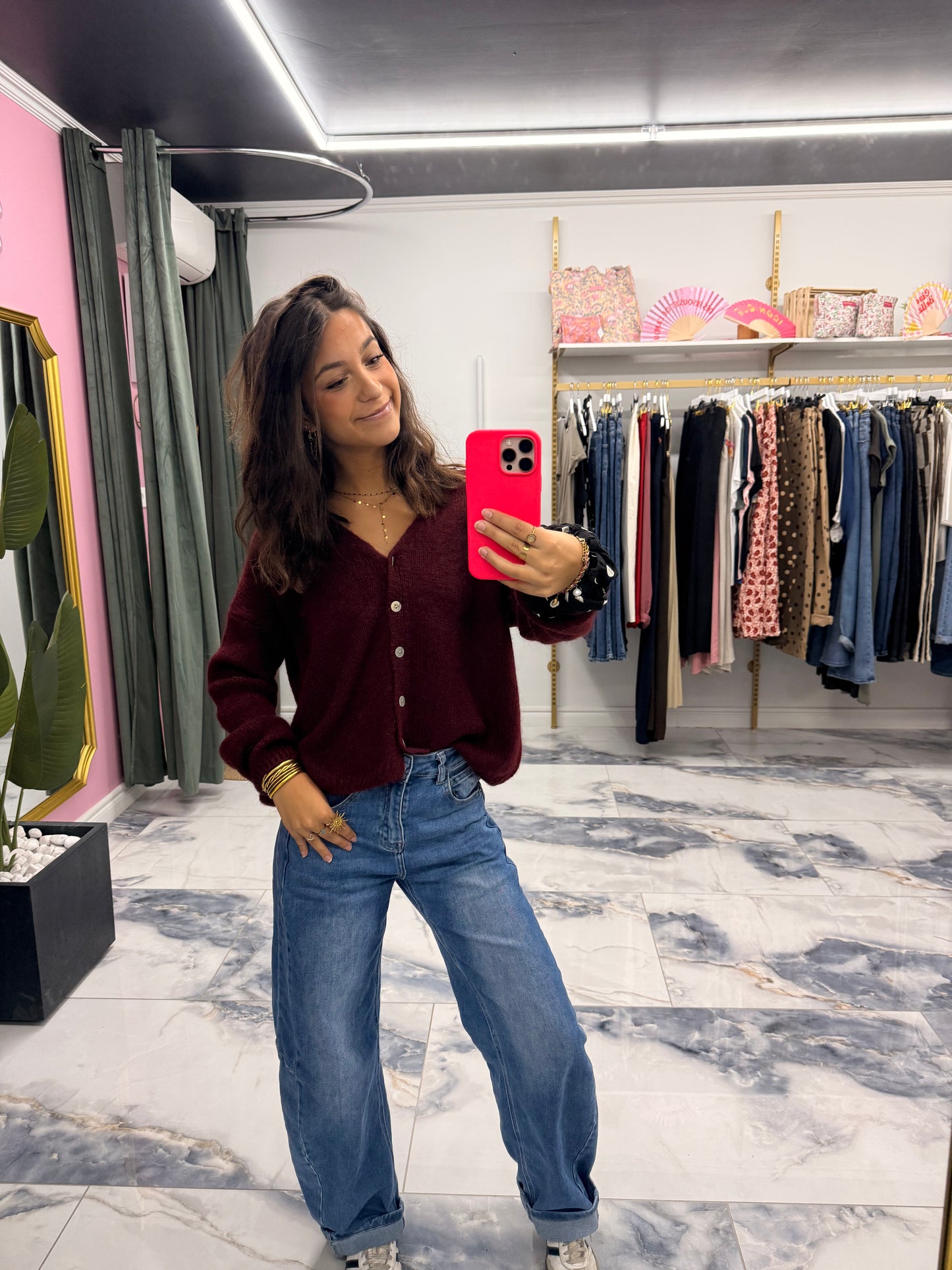 Gilet col V EMMY bordeaux