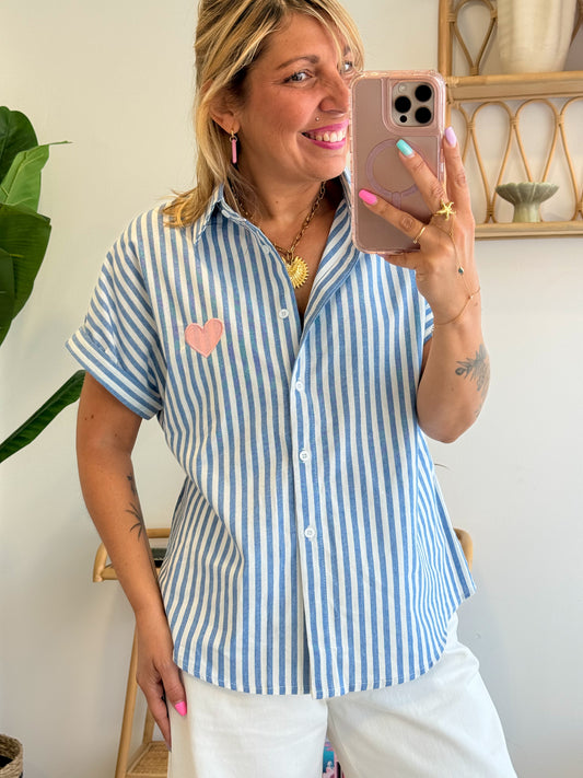Chemise LOVE bleu