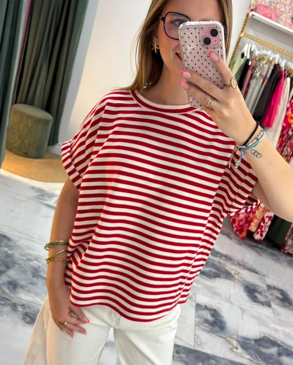 T-Shirt MARINETTE rouge/blanc
