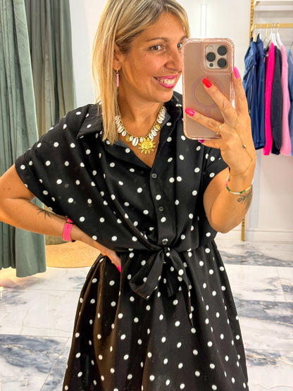 Robe MANUELLA noir à pois