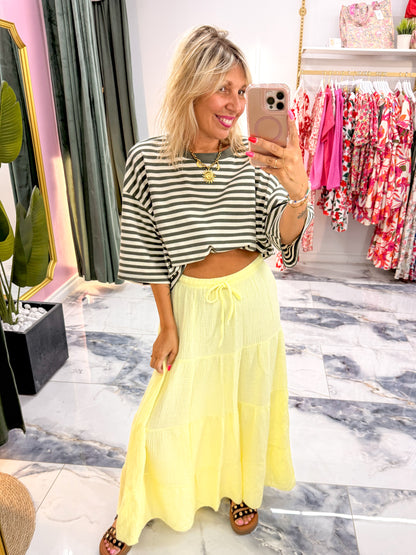 Jupe GARANCE gaze de coton jaune