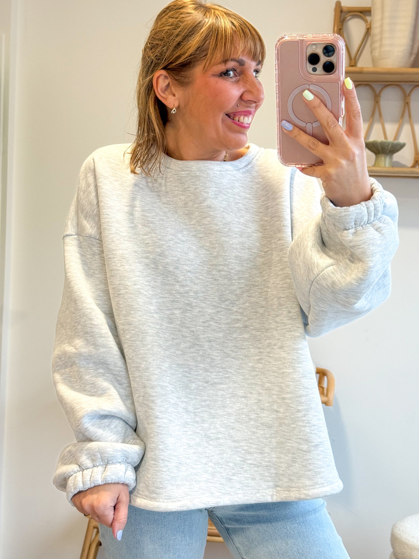 Sweat LOVELY gris/rouge