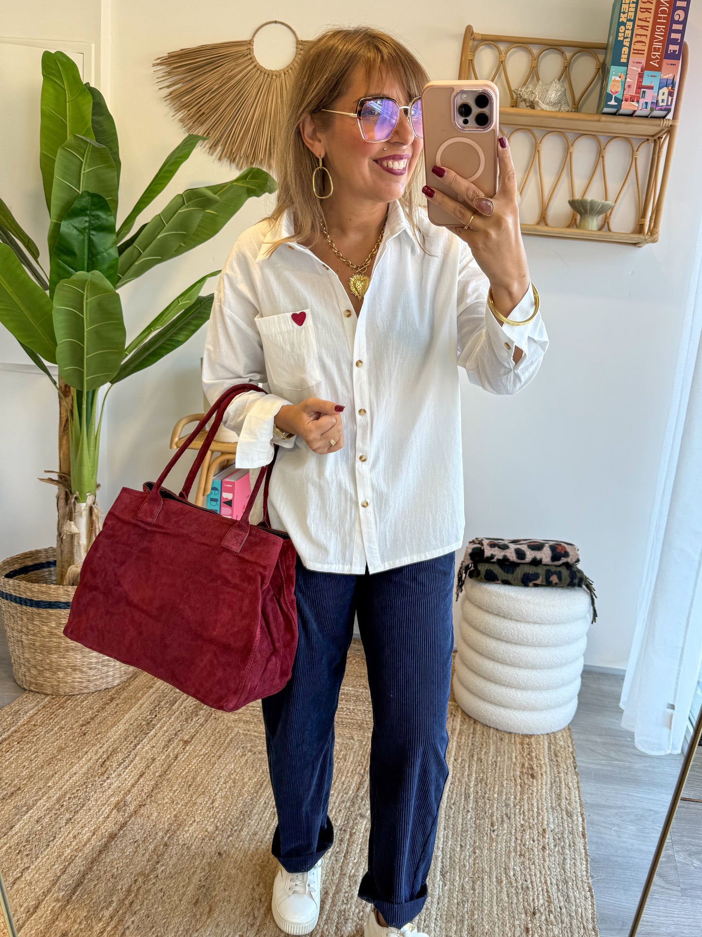 Chemise cœur bordeaux