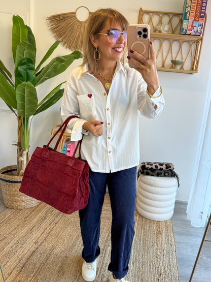 Chemise cœur bordeaux