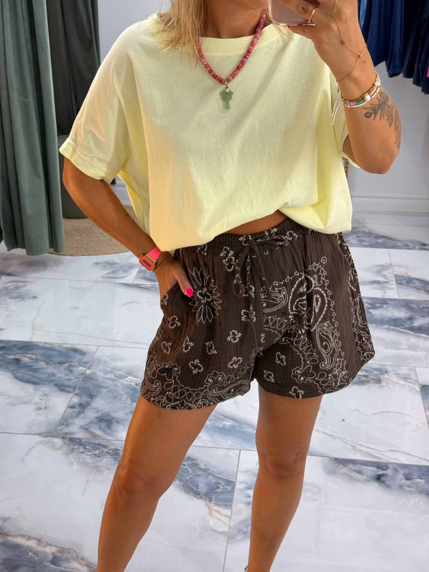 Short BANDANA gaze de coton choco