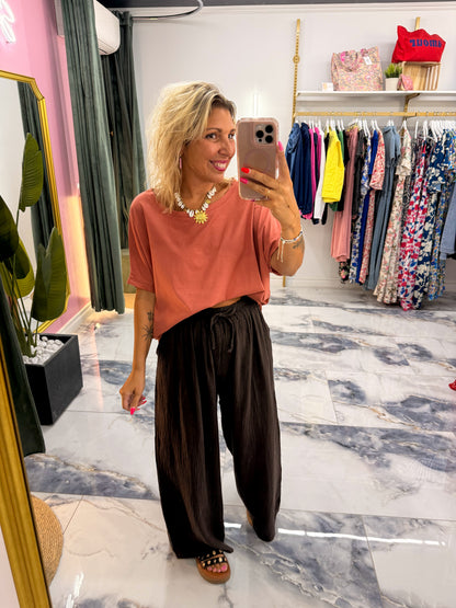 Pantalon JEANNETTE gaze de coton  marron