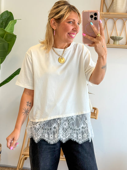 T-shirt DENTELLE blanc