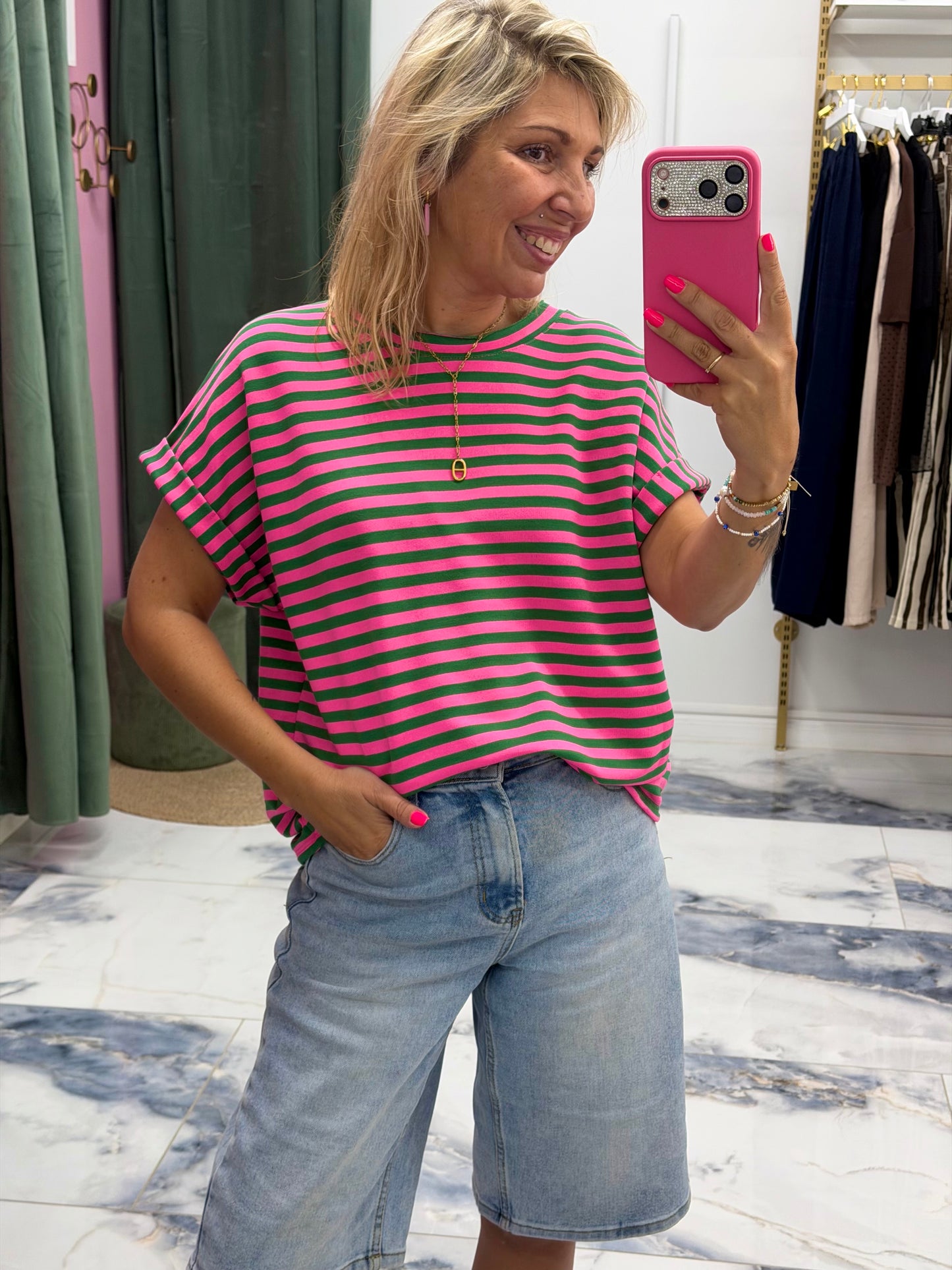 T-shirt MARINETTE rose/vert