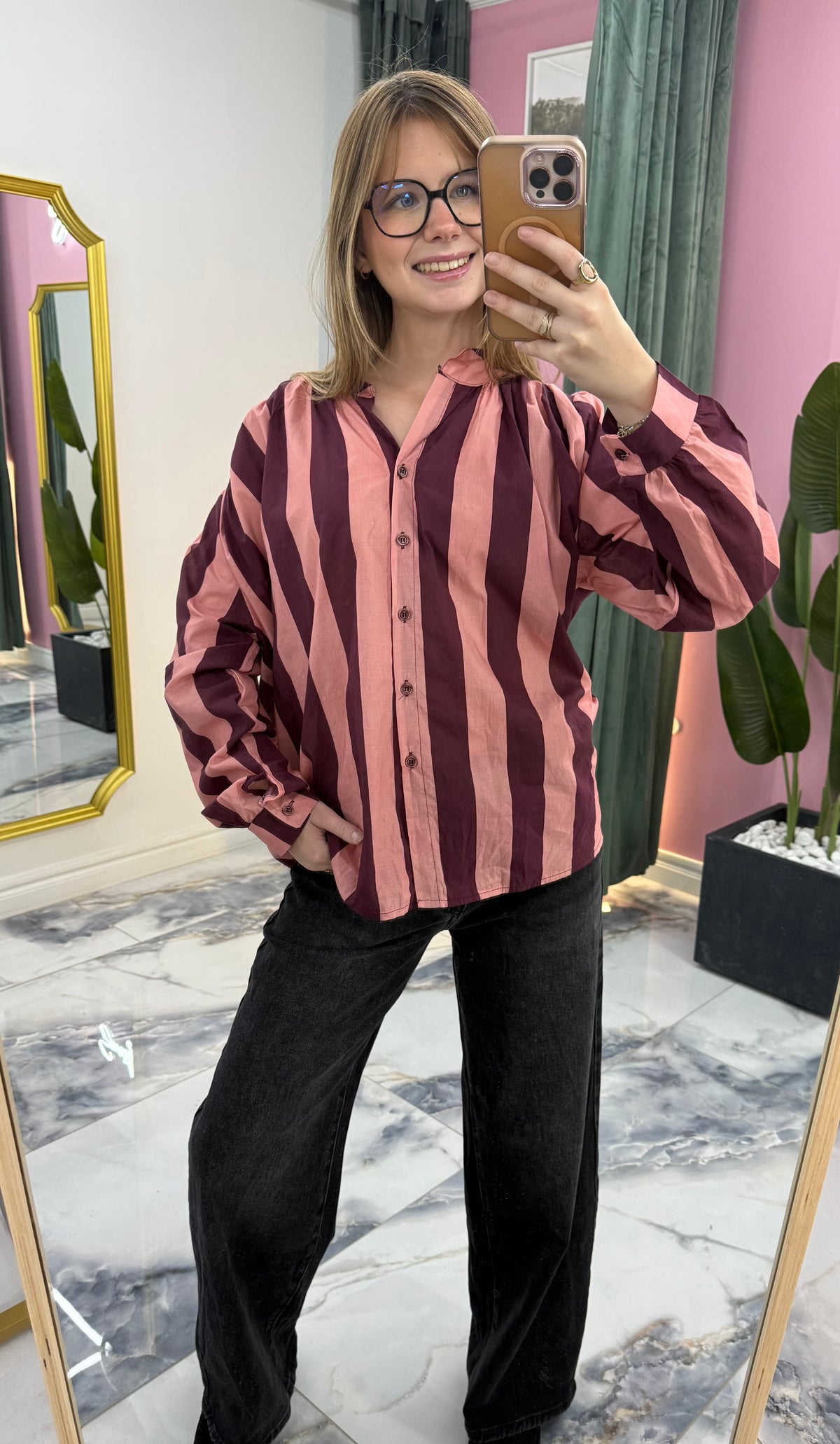 Chemise TARA prune/rose