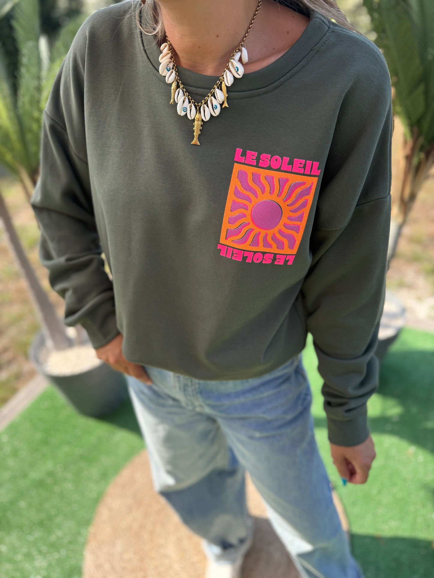Sweat SOLEIL kaki-précommande envoi a partir du 27/08