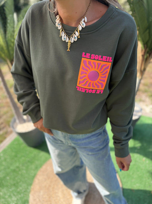 Sweat SOLEIL kaki-précommande envoi a partir du 27/08