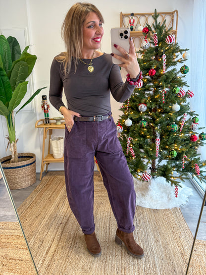 Pantalon ROMY VELOURS prune