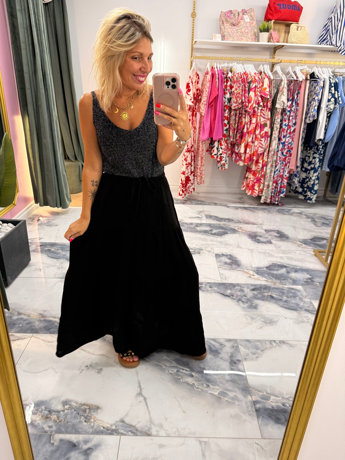 Jupe GARANCE gaze de coton noir