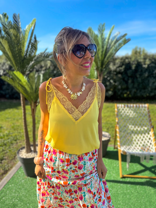 Débardeur fluide YELLOw LACE