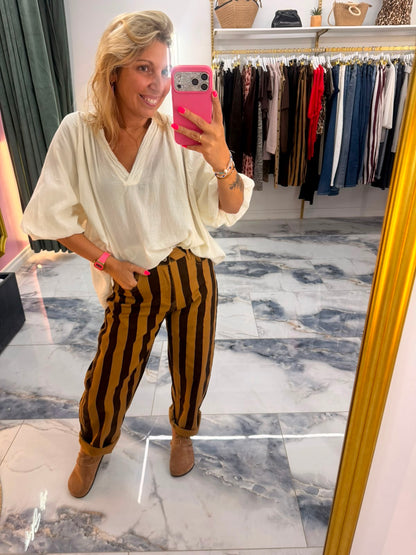 Pantalon MARLON choco/camel